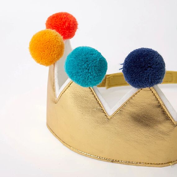 Gold Pompom Crown - Verkleedaccessoires Meri Meri - In den Olifant