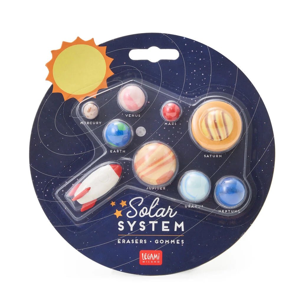 Gommen Solar System - set van 9 - Schrijfwaren Legami - In den Olifant