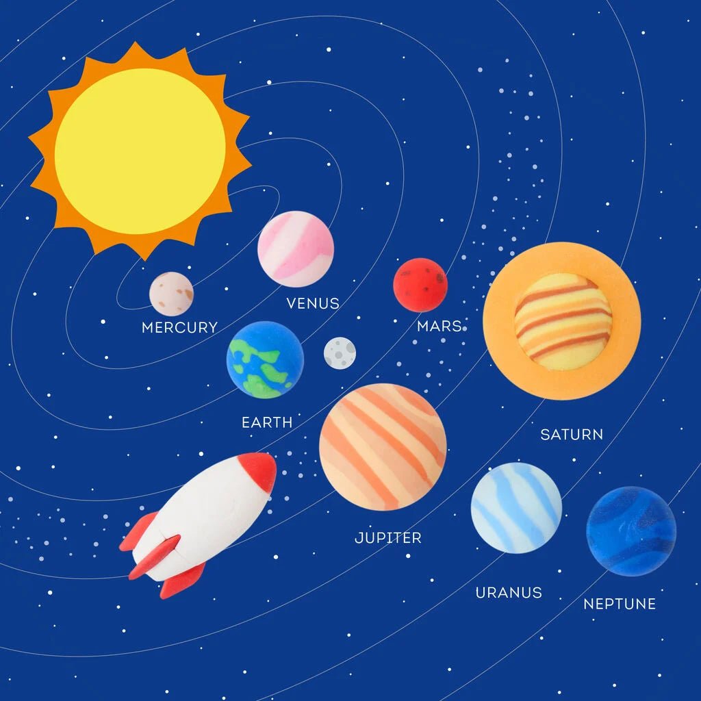 Gommen Solar System - set van 9 - Schrijfwaren Legami - In den Olifant