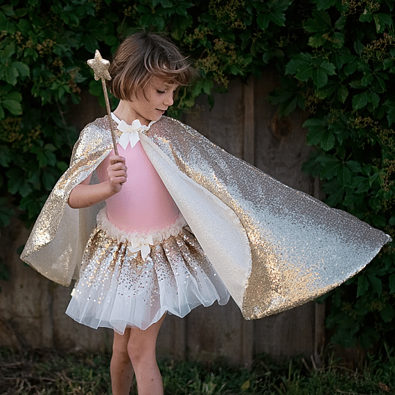 Verkleedcape Gracious Gold Sequins