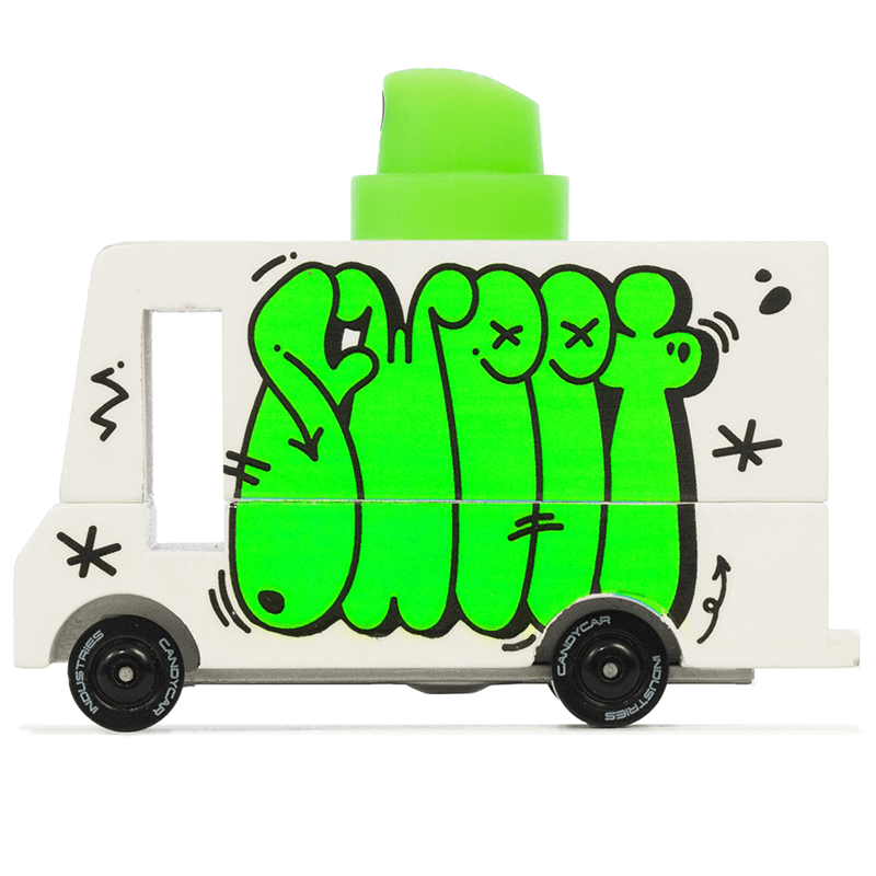 Graffiti Green (A808) 8,4X4,1X6,5Cm, Wooden Diecast, In Giftbox, - Speelvoertuigen Candycar - In den Olifant