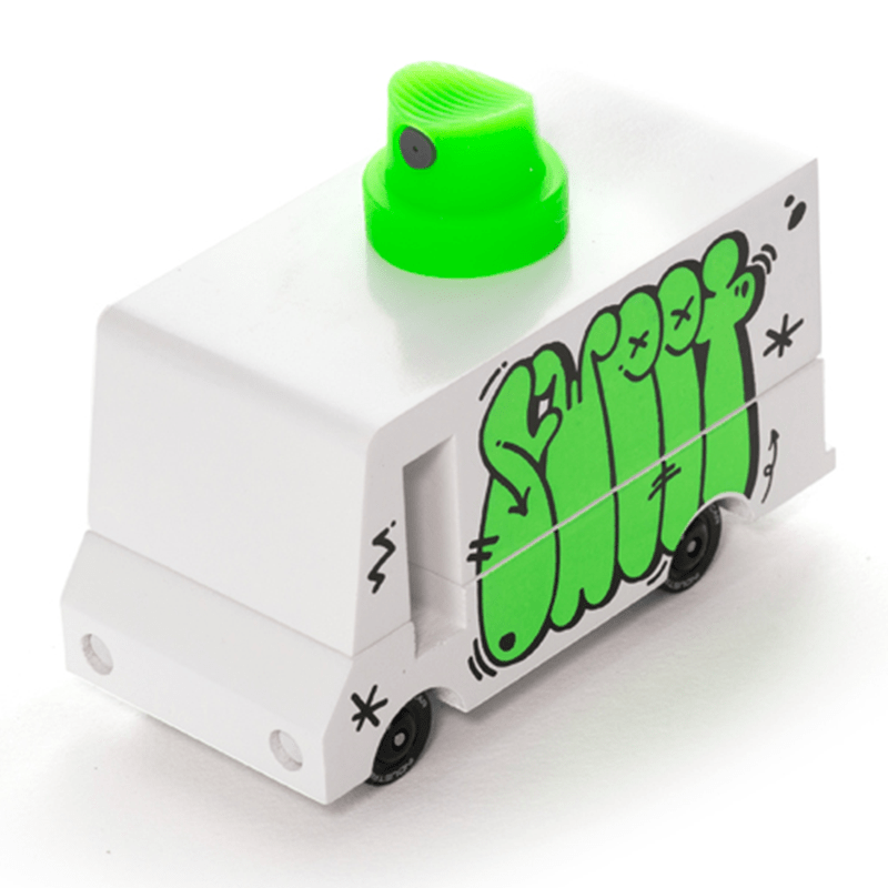 Graffiti Green (A808) 8,4X4,1X6,5Cm, Wooden Diecast, In Giftbox, - Speelvoertuigen Candycar - In den Olifant