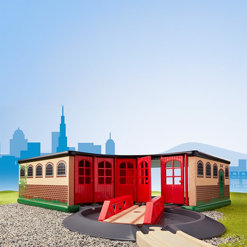 Grand Roundhouse treinloods met draaischuif - 2 onderdelen - Treinsporen en accessoires Brio - In den Olifant