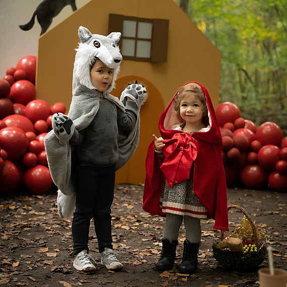 Grijze Verkleedcape Wolf - Woodland Storybook - Verkleedcapes Great Pretenders - In den Olifant