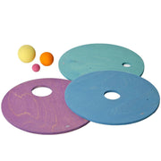 Grimms x Stapelstein® Set + Rolling Discs Cool Pastel - Open ended speelgoed Stapelstein - In den Olifant