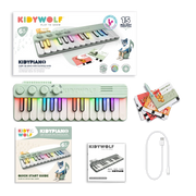 Groene kinderpiano met lichtgevende toetsen - Kidypiano Mini - Muziekinstrumenten Kidywolf - In den Olifant