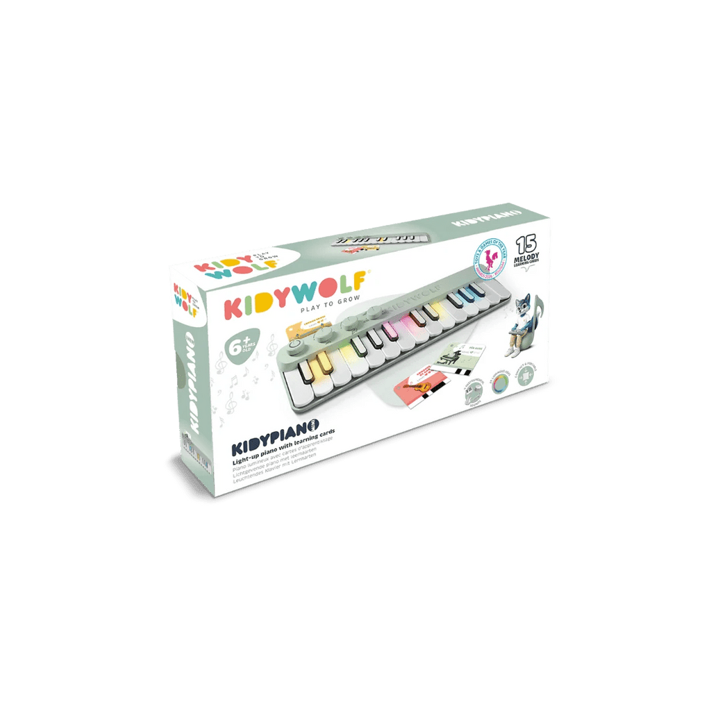 Groene kinderpiano met lichtgevende toetsen - Kidypiano Mini - Muziekinstrumenten Kidywolf - In den Olifant