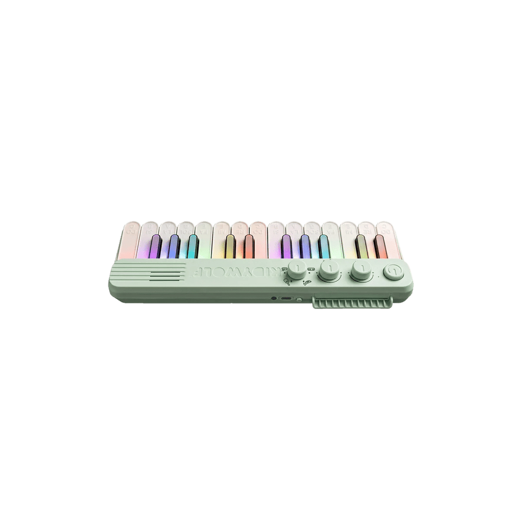 Groene kinderpiano met lichtgevende toetsen - Kidypiano Mini - Muziekinstrumenten Kidywolf - In den Olifant