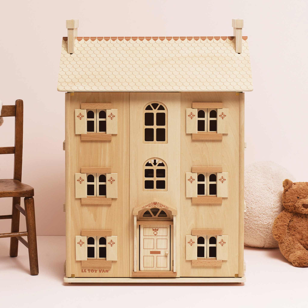 Groot poppenhuis in naturel houtkleur - 91 cm - Poppenhuizen en kastelen Le Toy Van - In den Olifant