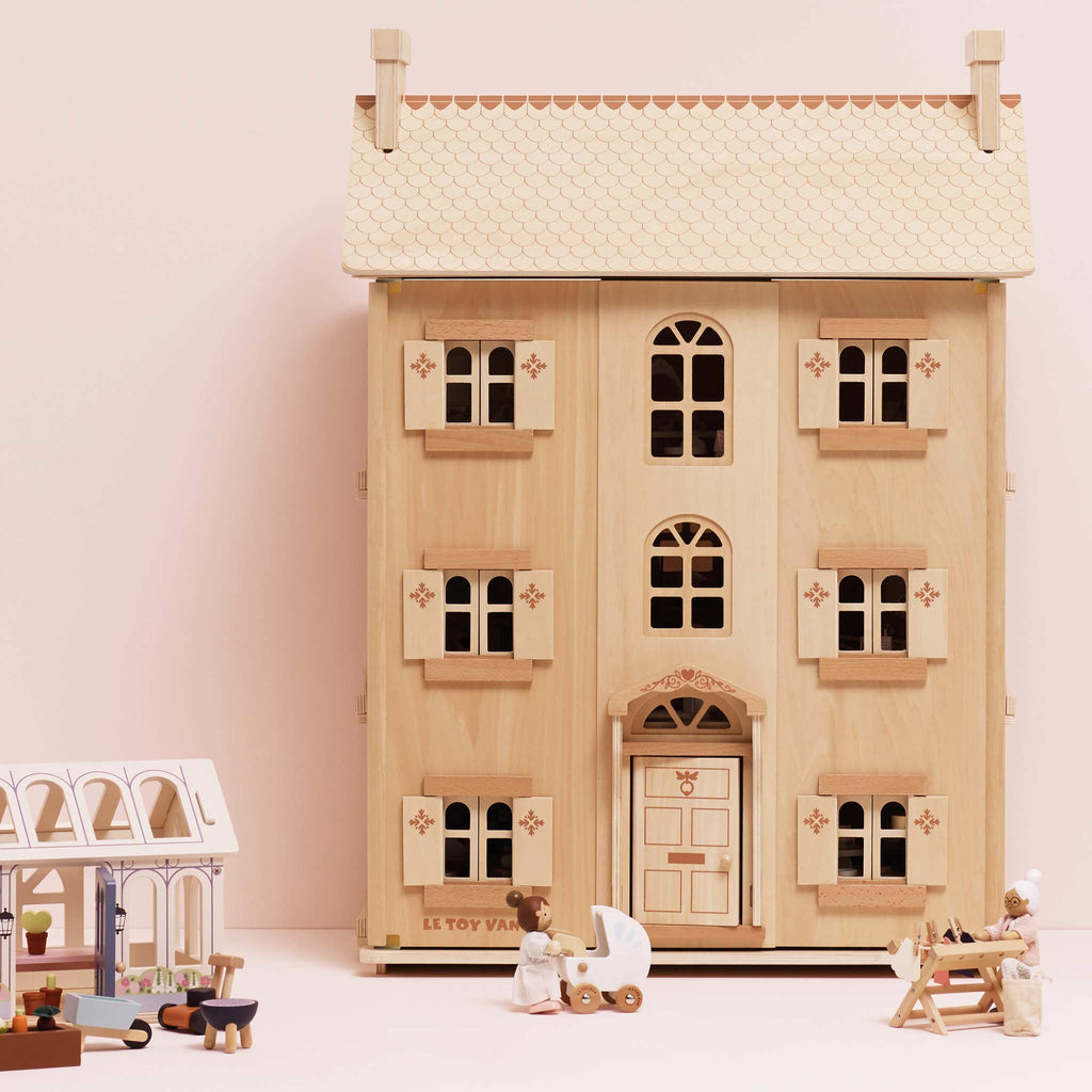 Groot poppenhuis in naturel houtkleur - 91 cm - Poppenhuizen en kastelen Le Toy Van - In den Olifant