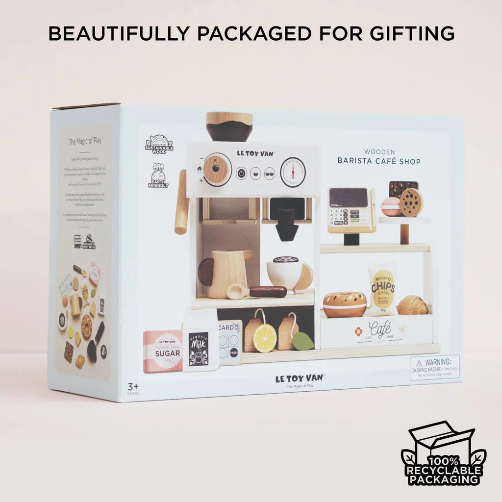 Grote houten koffiemachine - Barista Café Shop - Speelkeuken en winkeltje Le Toy Van - In den Olifant