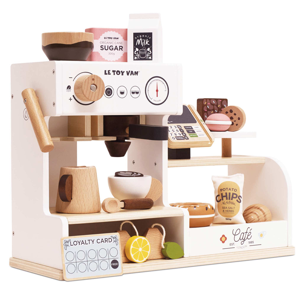 Grote houten koffiemachine - Barista Café Shop - Speelkeuken en winkeltje Le Toy Van - In den Olifant