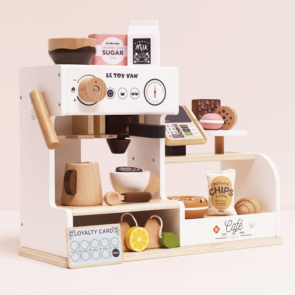 Grote houten koffiemachine - Barista Café Shop - Speelkeuken en winkeltje Le Toy Van - In den Olifant