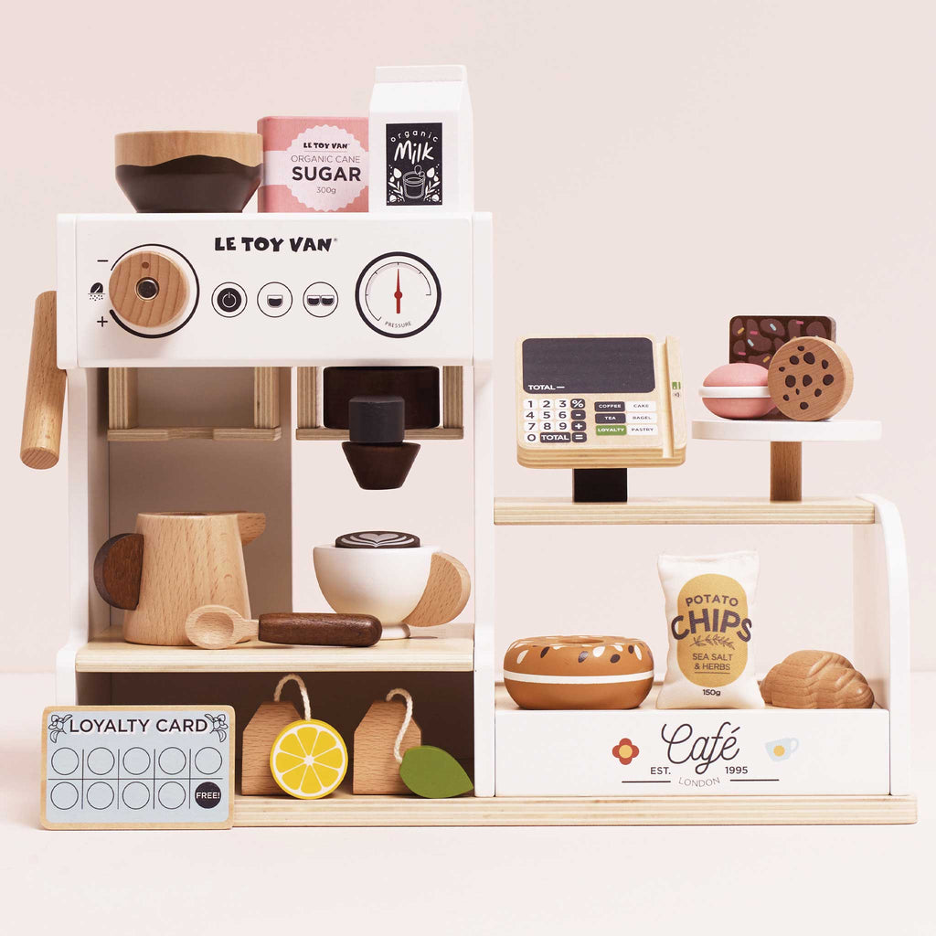 Grote houten koffiemachine - Barista Café Shop - Speelkeuken en winkeltje Le Toy Van - In den Olifant