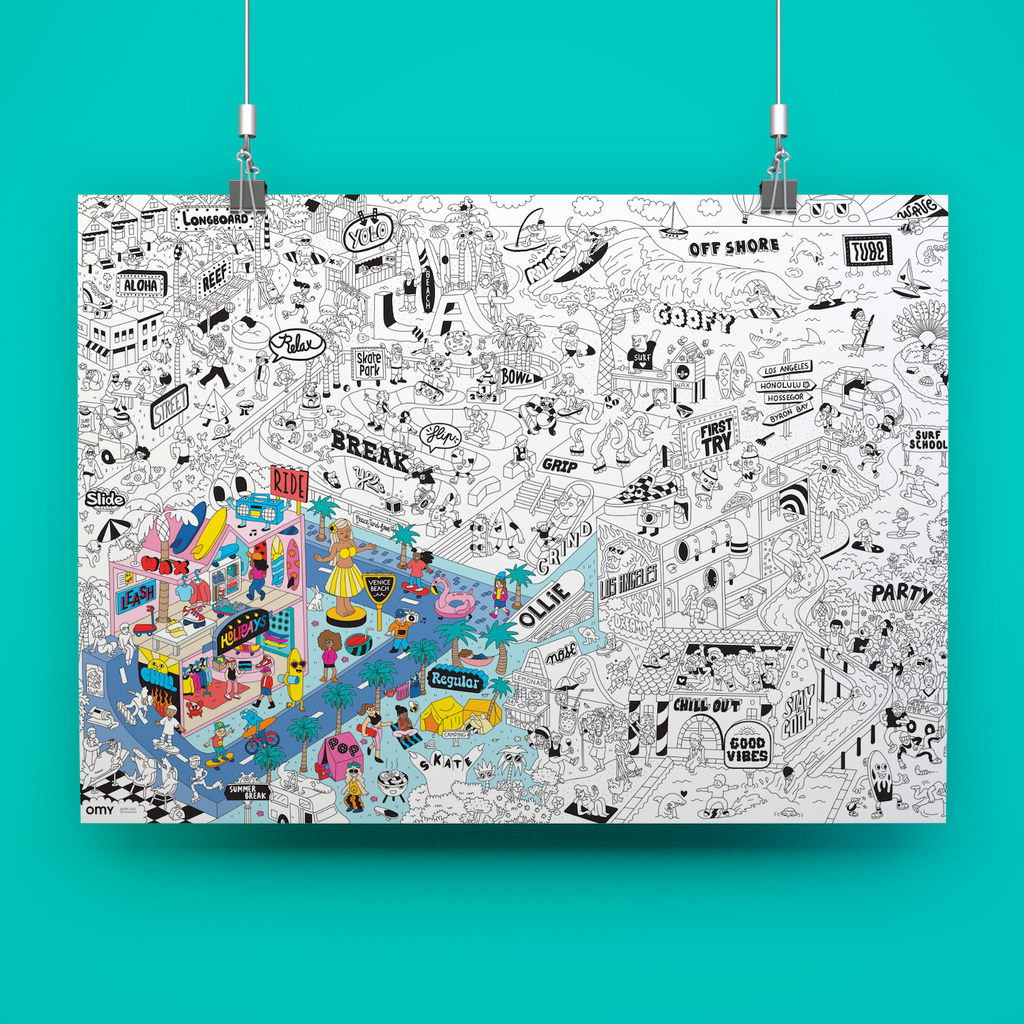 Grote kleurposter Giant Coloring Poster - Surf & skate