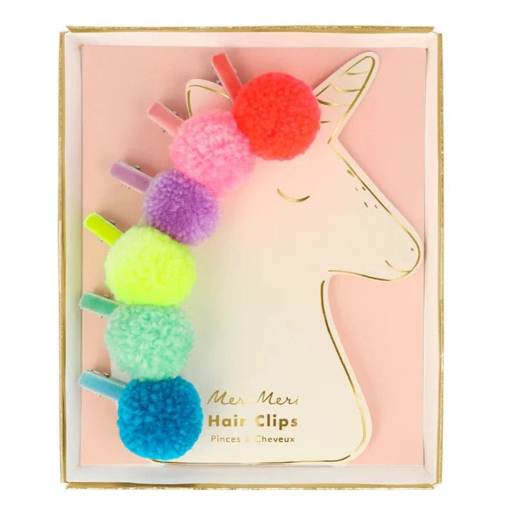 Haaraccessoires Unicorn Pompom Hair Clips - set van 6 - Haarspeldjes en diadeems Meri Meri - In den Olifant