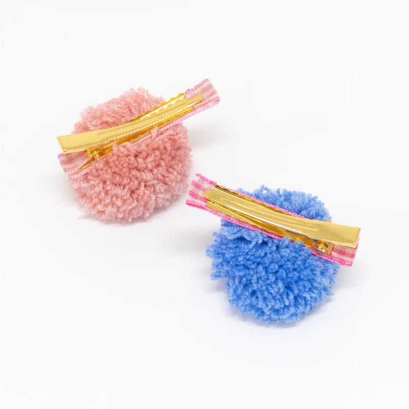 Haarclips Gingham Big Pompom Hair Clips - set van 6 - Haarspeldjes en diadeems Meri Meri - In den Olifant