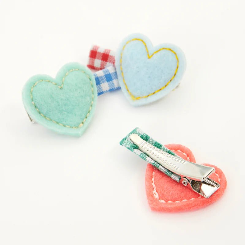 Haarspeldjes Felt Heart Hair Clips - set van 6 - Haarspeldjes en diadeems Meri Meri - In den Olifant