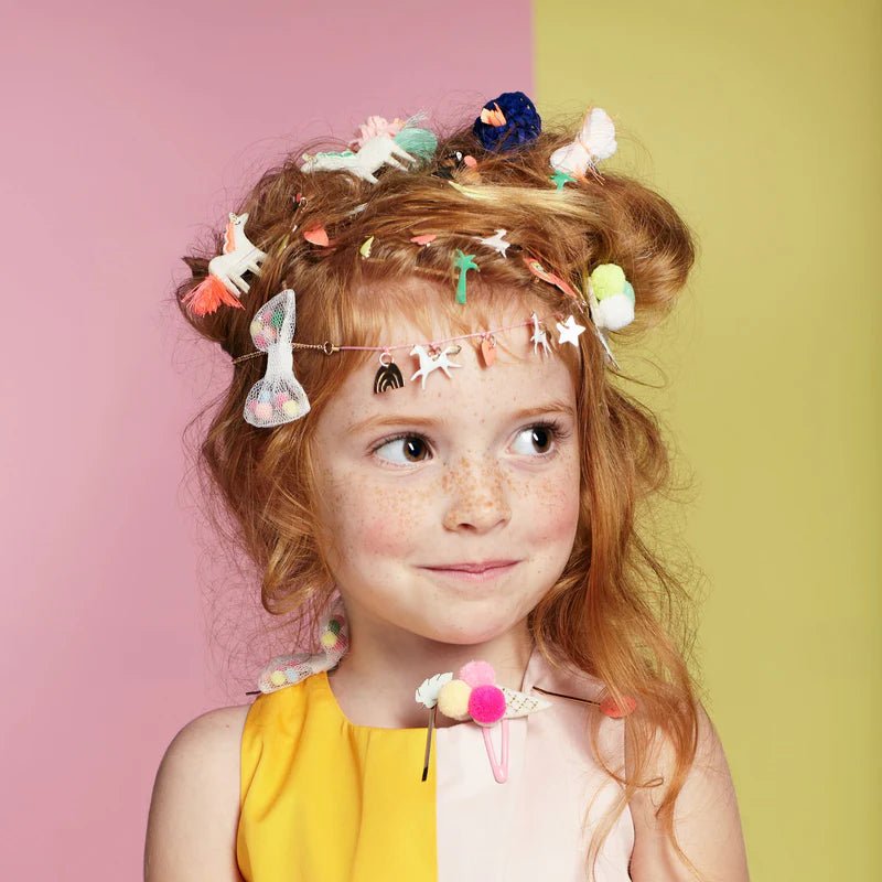 Haarspeldjes Ice cream pompom hair clips - set van 2 - Haarspeldjes en diadeems Meri Meri - In den Olifant