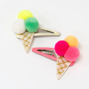 Haarspeldjes Ice cream pompom hair clips - set van 2 - Haarspeldjes en diadeems Meri Meri - In den Olifant