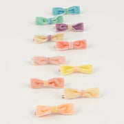 Haarspeldjes pastel velvet mini bow clips - set van 10 - Haarspeldjes en diadeems Meri Meri - In den Olifant