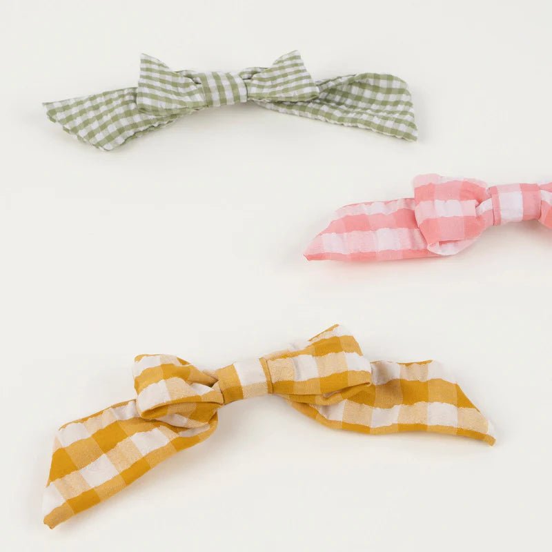 Haarstrikjes Gingham hair bows - set van 6 - Haarspeldjes en diadeems Meri Meri - In den Olifant