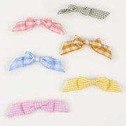 Haarstrikjes Gingham hair bows - set van 6 - Haarspeldjes en diadeems Meri Meri - In den Olifant