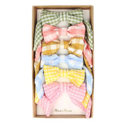 Haarstrikjes Gingham hair bows - set van 6 - Haarspeldjes en diadeems Meri Meri - In den Olifant