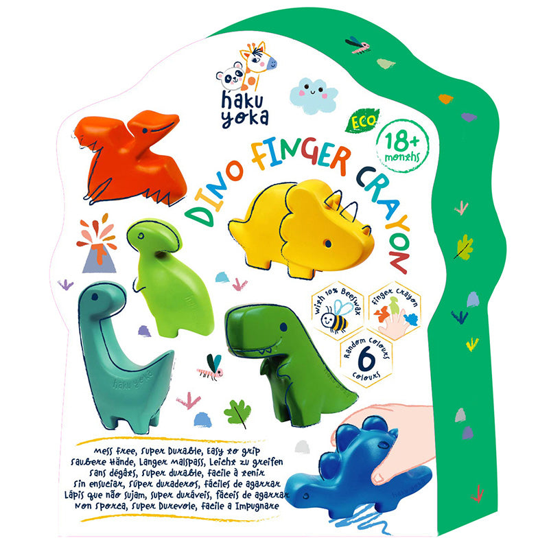 Waskrijtjes Dino Finger Crayons - set van 6