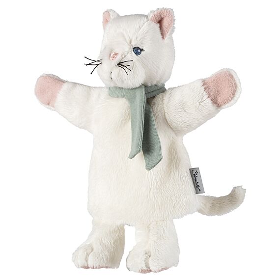 Handpop En Knuffeltje Witte Kat | 24 Cm - Handpoppen Sterntaler - In den Olifant