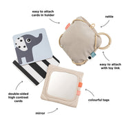 Hangspeeltje Baby contrast card holder Deer friends Sand - Activiteitenspeelgoed Done by Deer - In den Olifant