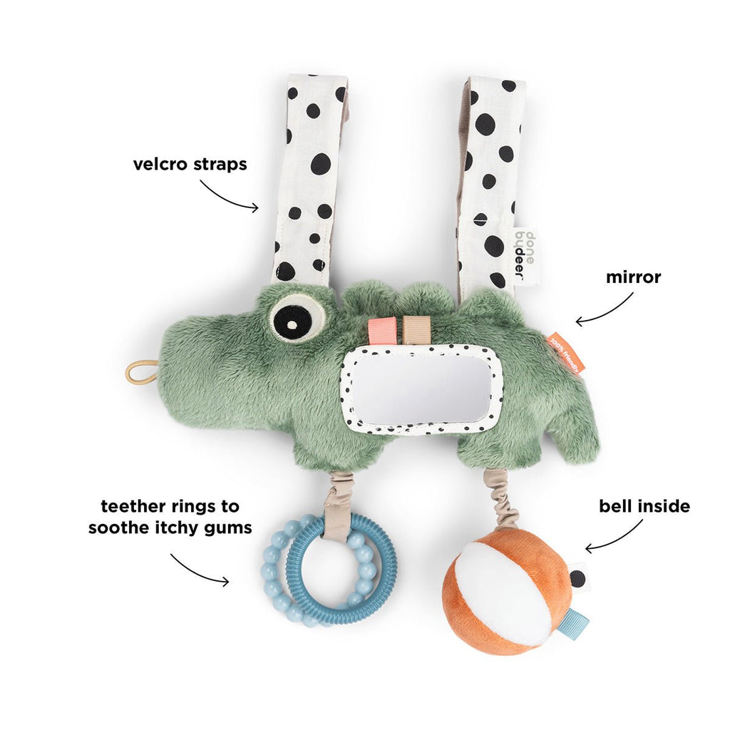 Hangspeeltje Hanging activity toy Croco Green - Wagenspanners Done by Deer - In den Olifant