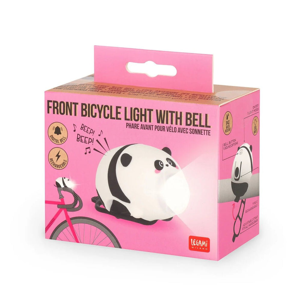 Herlaadbaar fietslampje met bel - Panda - Fietsaccessoires Legami - In den Olifant