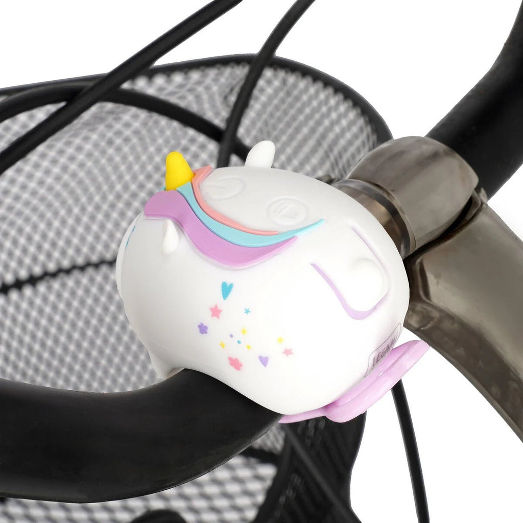 Herlaadbaar fietslampje met bel - Unicorn - Fietsaccessoires Legami - In den Olifant