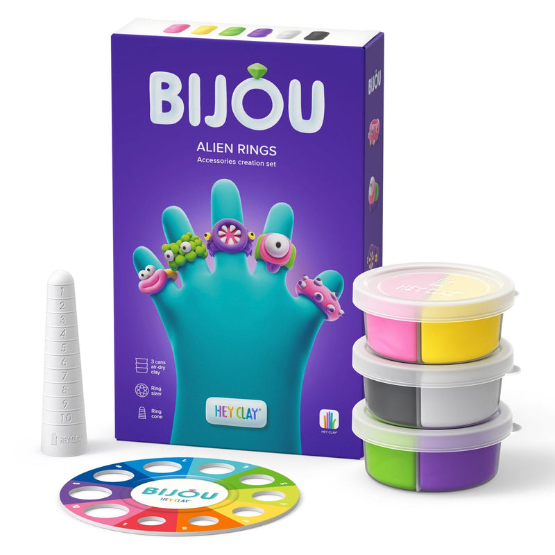 Hey Clay Bijoux Alien Rings - 3 potjes - Boetseren Hey Clay - In den Olifant