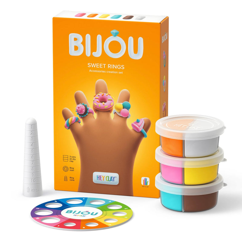 Hey Clay Bijoux Rings Snoepjes - 3 potjes - Boetseren Hey Clay - In den Olifant