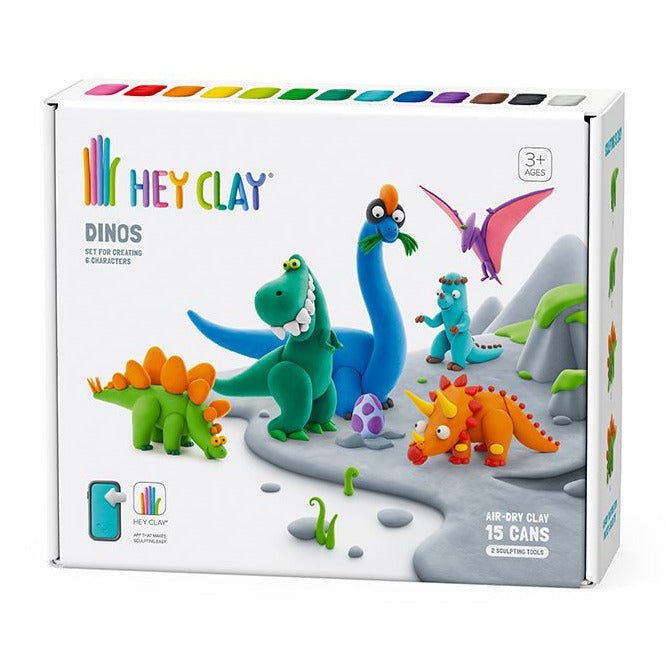 Hey Clay boetseerset Dinos - 15 potjes - Boetseren Hey Clay - In den Olifant