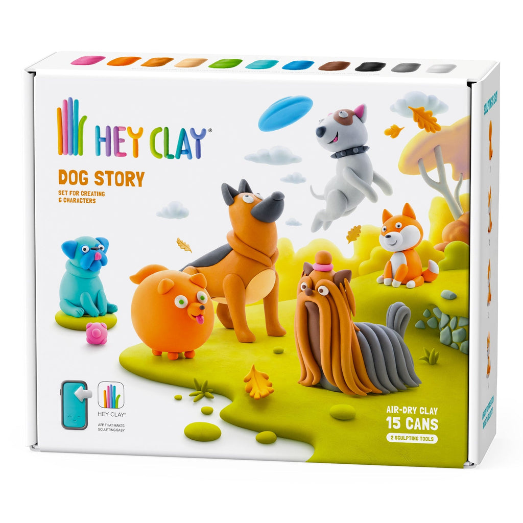 Hey Clay boetseerset Dog Story - 15 potjes - Boetseren Hey Clay - In den Olifant