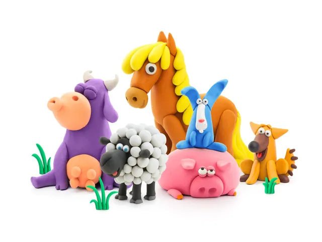 Hey Clay boetseerset Farm Animals - 15 potjes - Boetseren Hey Clay - In den Olifant