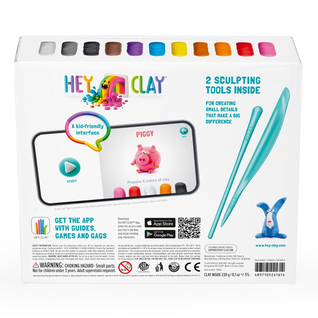 Hey Clay boetseerset Farm Animals - 15 potjes - Boetseren Hey Clay - In den Olifant