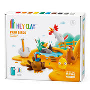 Hey Clay boetseerset Farm Birds - 15 potjes - Boetseren Hey Clay - In den Olifant