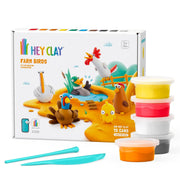Hey Clay boetseerset Farm Birds - 15 potjes - Boetseren Hey Clay - In den Olifant