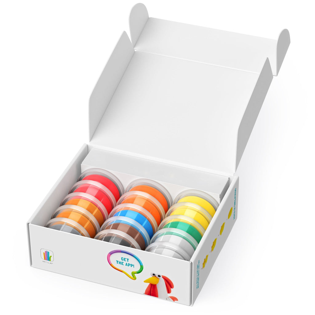 Hey Clay boetseerset Farm Birds - 15 potjes - Boetseren Hey Clay - In den Olifant