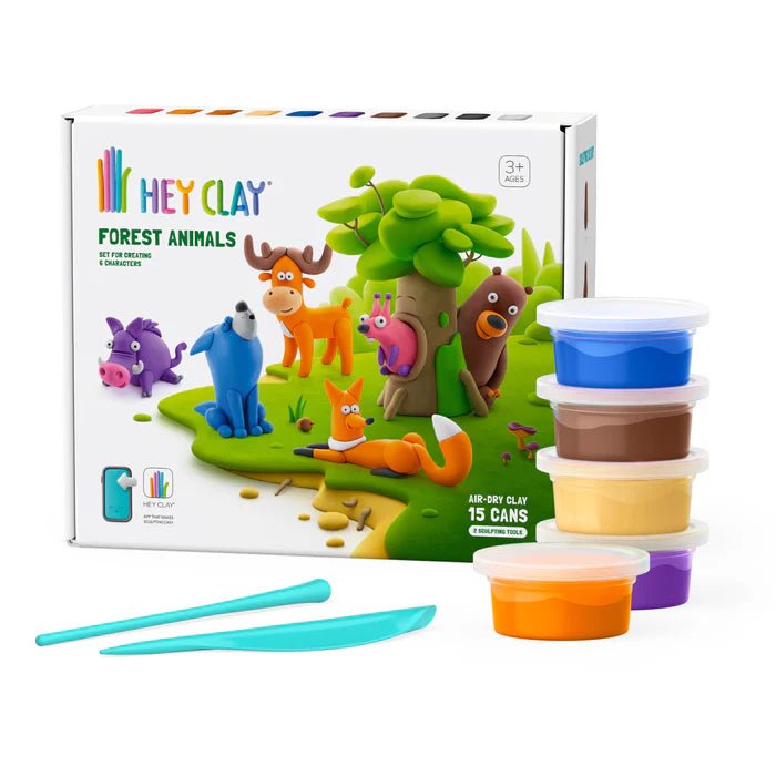 Hey Clay boetseerset Forest Animals - 15 potjes - Boetseren Hey Clay - In den Olifant