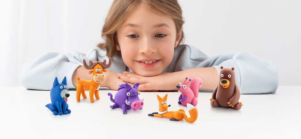 Hey Clay boetseerset Forest Animals - 15 potjes - Boetseren Hey Clay - In den Olifant
