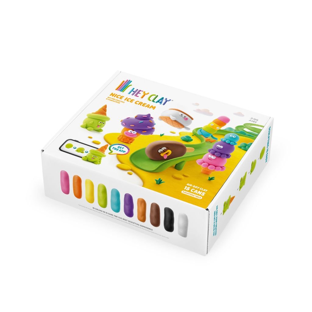 Hey Clay boetseerset Nice Ice Cream - 15 potjes - Boetseren Hey Clay - In den Olifant
