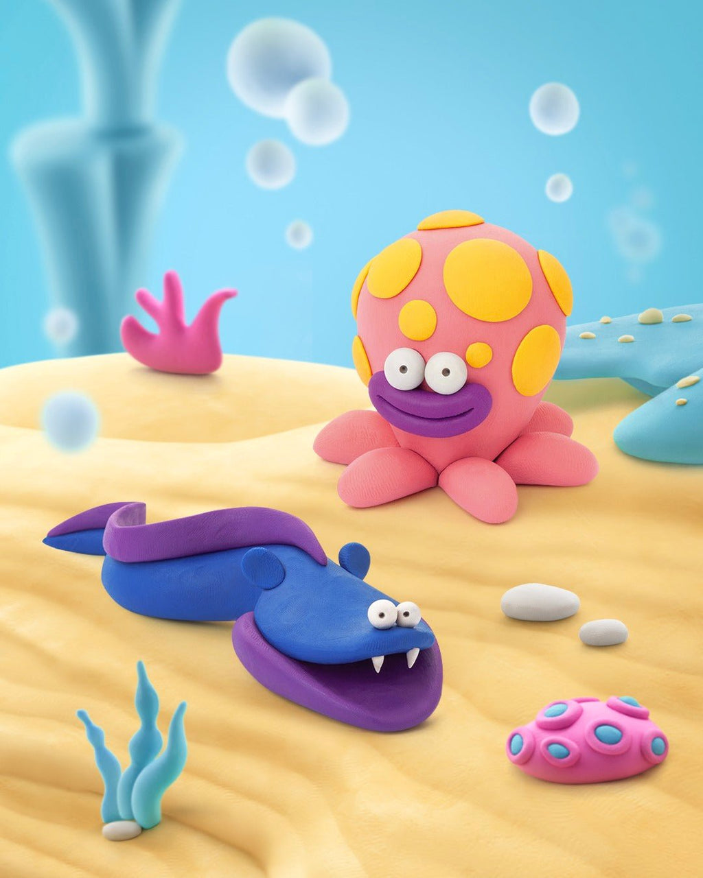 Hey Clay boetseerset Ocean - 15 potjes - Boetseren Hey Clay - In den Olifant