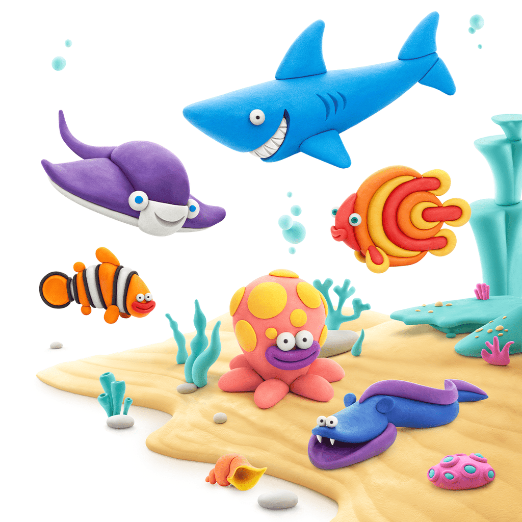 Hey Clay boetseerset Ocean - 15 potjes - Boetseren Hey Clay - In den Olifant