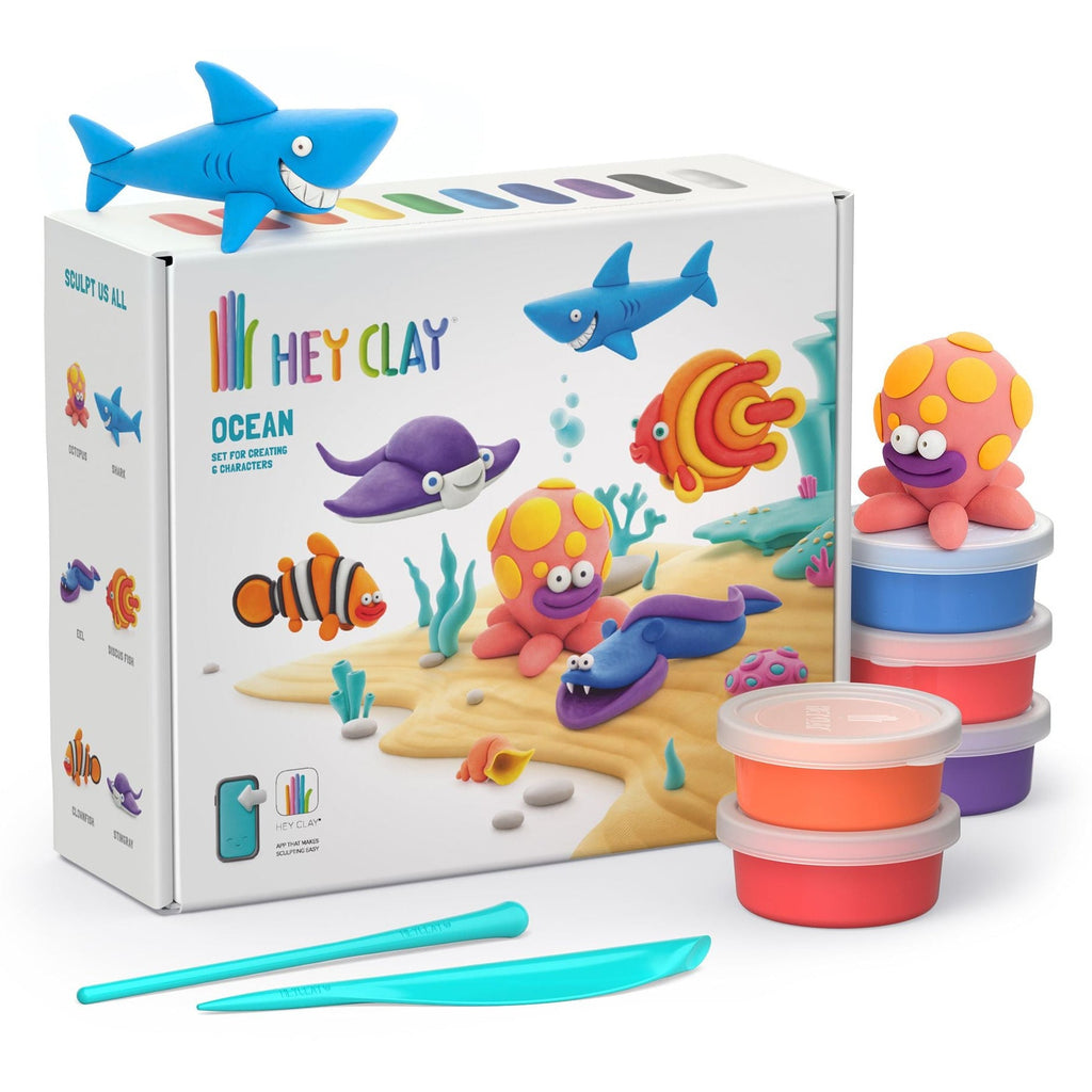 Hey Clay boetseerset Ocean - 15 potjes - Boetseren Hey Clay - In den Olifant