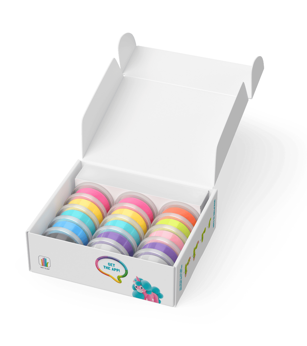 Hey Clay boetseerset Unicorns - 15 potjes - Boetseren Hey Clay - In den Olifant